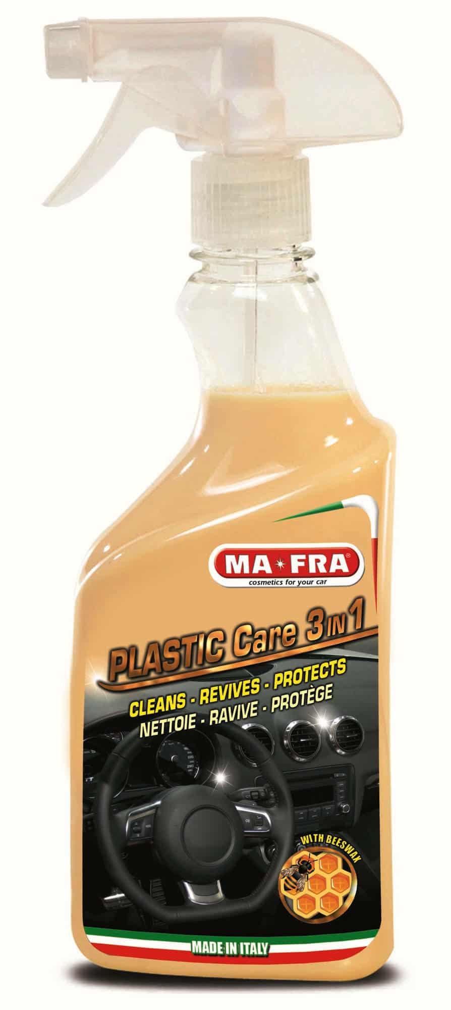 Kuvassa MA-FRA Plastic Care 3 in 1 -muovinhoitoaine